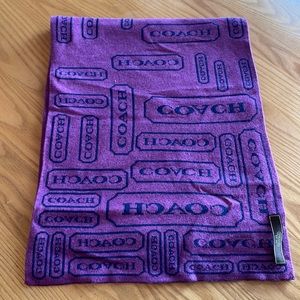 Coach signature wool scarf/ navy & purple